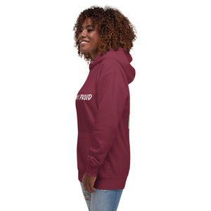 Maroon hoodie with the bold statement "Brown & Proud" printed across the chest.