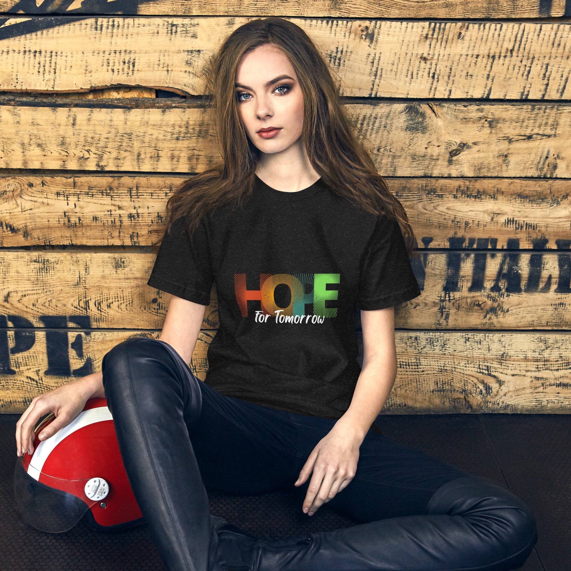 Our "Hope for Tomorrow" t-shirt, perfect for spreading a message of positivity and resilience.