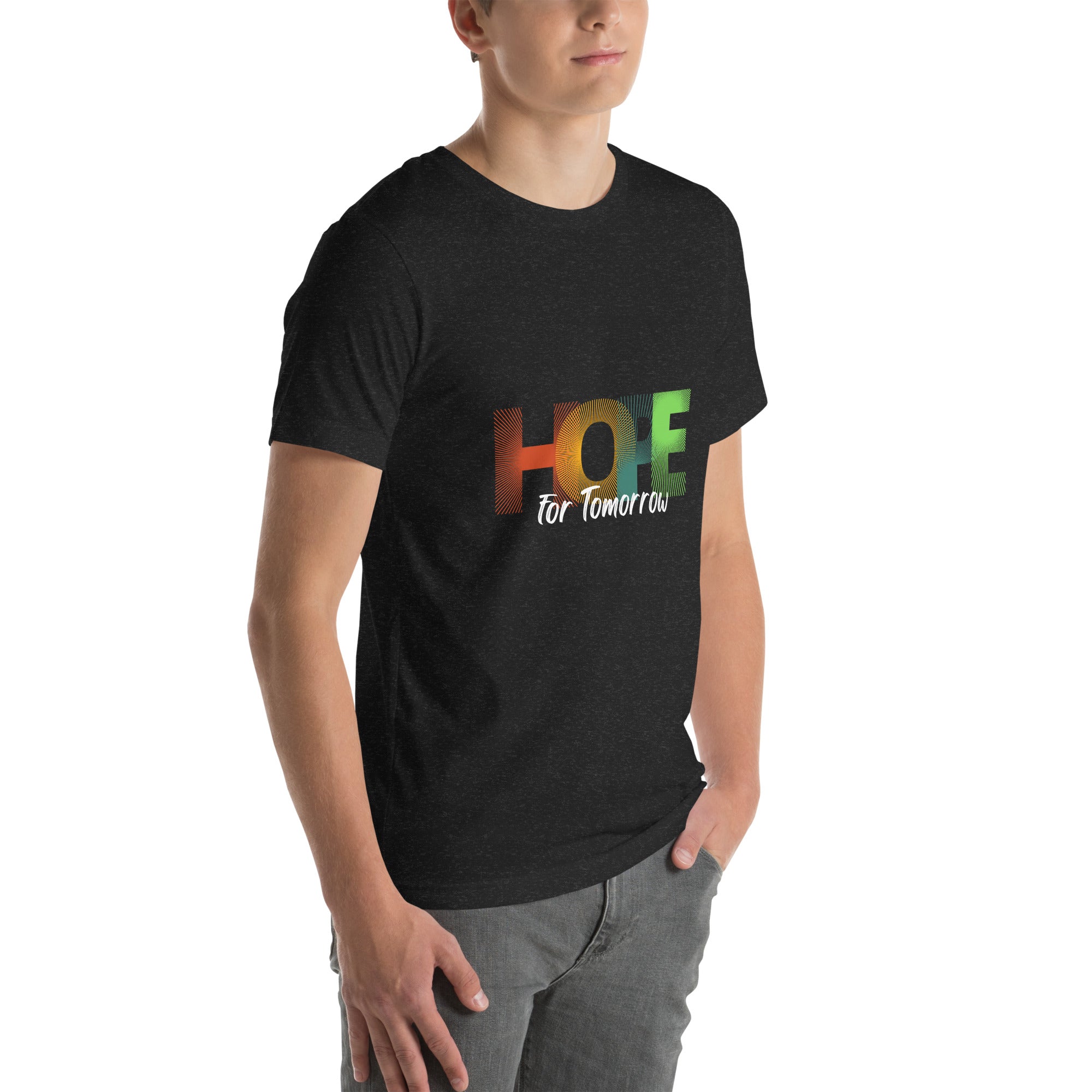 Our "Hope for Tomorrow" t-shirt, perfect for spreading a message of positivity and resilience.