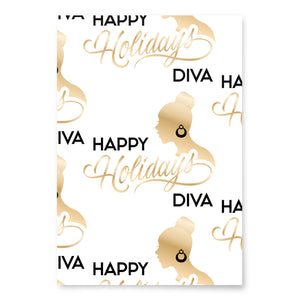 Wrapping paper sheets (Happy Holidays Diva-gold)