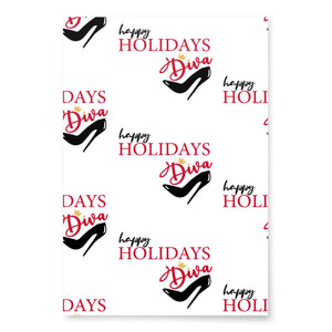 Wrapping paper sheets (Happy Holidays Diva-Red)