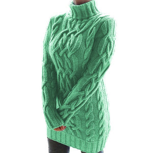 Autumn Winter Knitted Turtleneck Sweater Dress