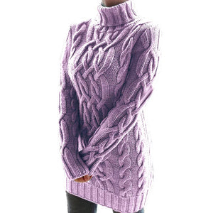 Autumn Winter Knitted Turtleneck Sweater Dress