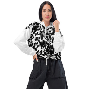 Women’s cropped windbreaker jacket"Black and White Cheetah"