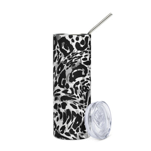 Stainless steel tumbler "Black and White Cheetah"