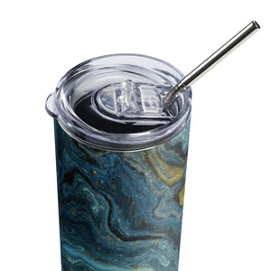 Stainless steel tumbler "Turquoise and Gold"